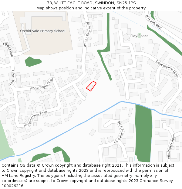 78, WHITE EAGLE ROAD, SWINDON, SN25 1PS: Location map and indicative extent of plot