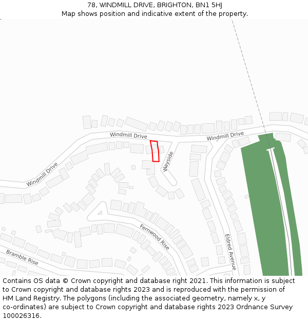 78, WINDMILL DRIVE, BRIGHTON, BN1 5HJ: Location map and indicative extent of plot