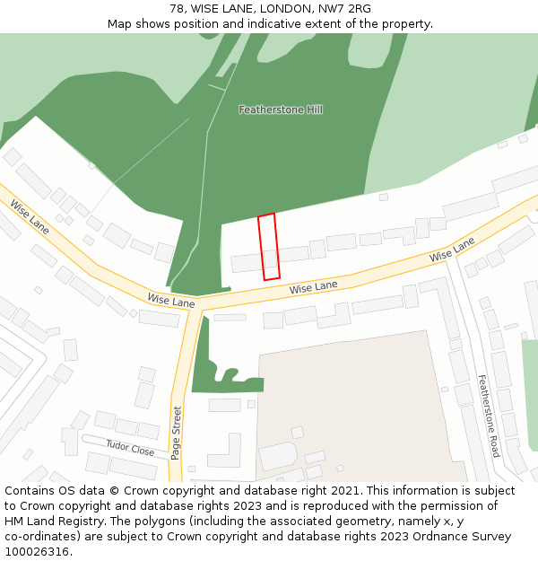 78, WISE LANE, LONDON, NW7 2RG: Location map and indicative extent of plot