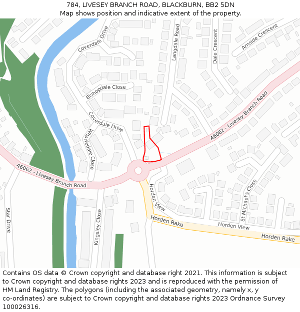 784, LIVESEY BRANCH ROAD, BLACKBURN, BB2 5DN: Location map and indicative extent of plot