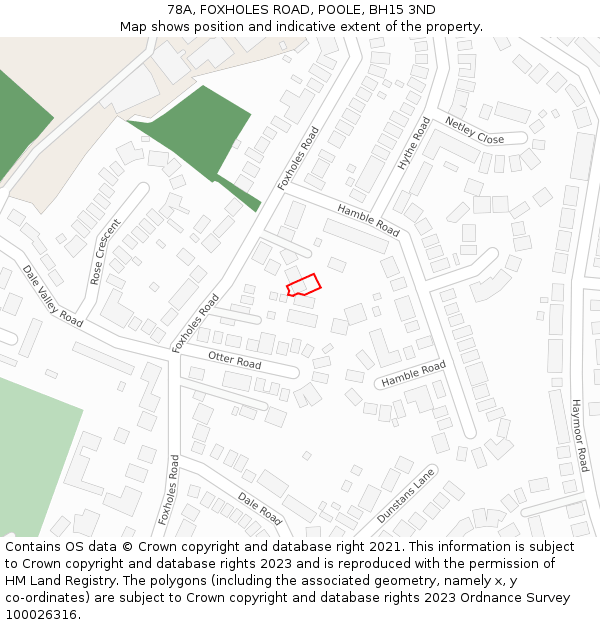 78A, FOXHOLES ROAD, POOLE, BH15 3ND: Location map and indicative extent of plot