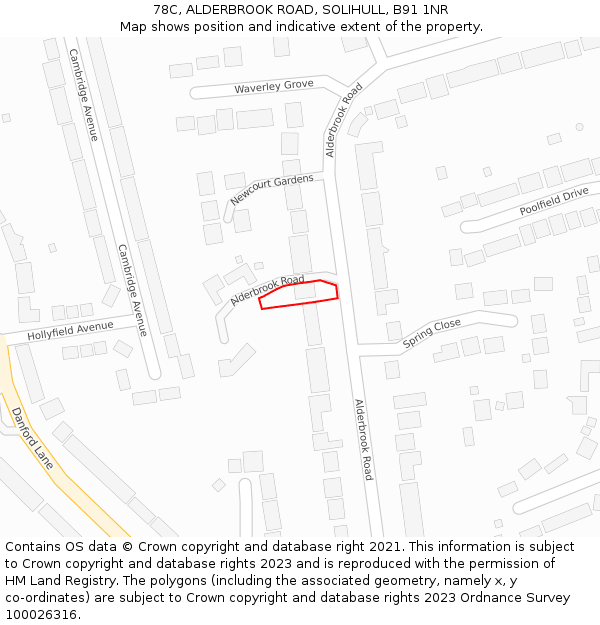 78C, ALDERBROOK ROAD, SOLIHULL, B91 1NR: Location map and indicative extent of plot