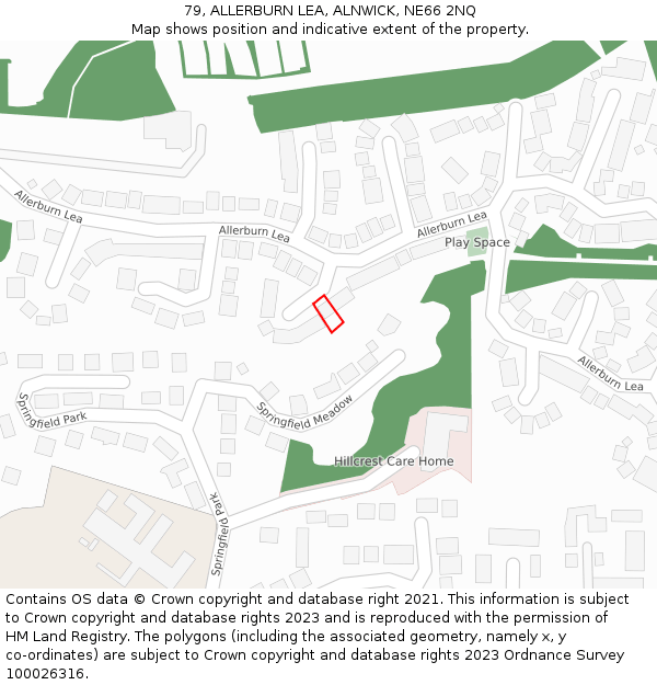 79, ALLERBURN LEA, ALNWICK, NE66 2NQ: Location map and indicative extent of plot