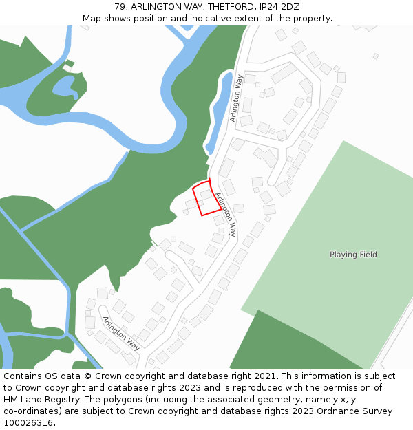 79, ARLINGTON WAY, THETFORD, IP24 2DZ: Location map and indicative extent of plot