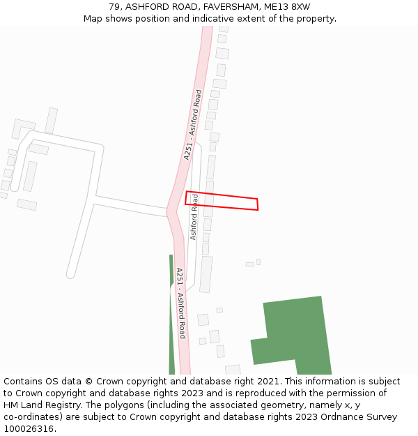 79, ASHFORD ROAD, FAVERSHAM, ME13 8XW: Location map and indicative extent of plot