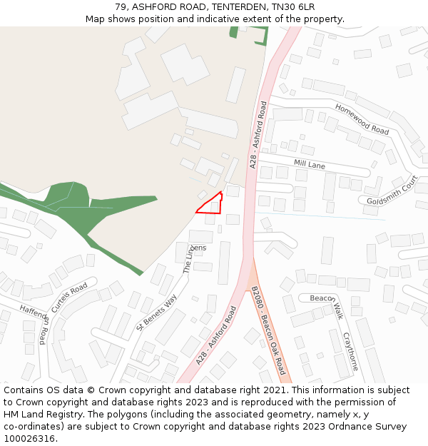 79, ASHFORD ROAD, TENTERDEN, TN30 6LR: Location map and indicative extent of plot