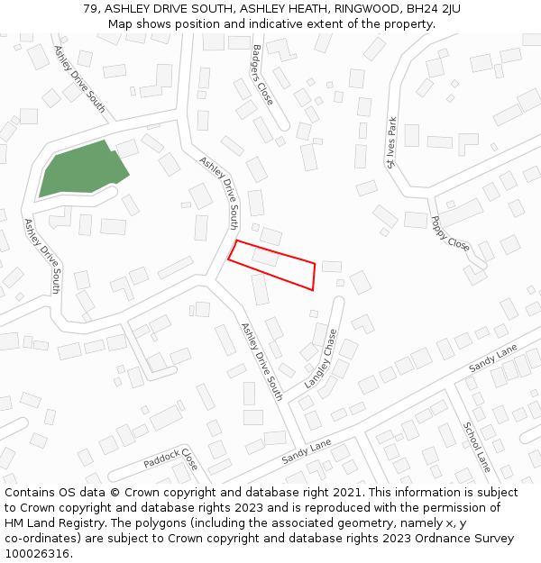 79, ASHLEY DRIVE SOUTH, ASHLEY HEATH, RINGWOOD, BH24 2JU: Location map and indicative extent of plot