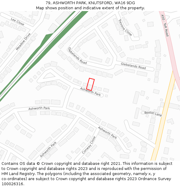 79, ASHWORTH PARK, KNUTSFORD, WA16 9DG: Location map and indicative extent of plot