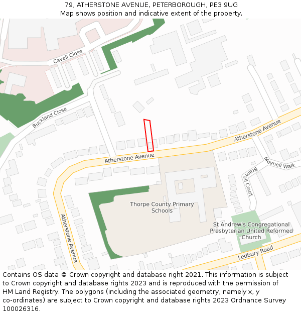 79, ATHERSTONE AVENUE, PETERBOROUGH, PE3 9UG: Location map and indicative extent of plot