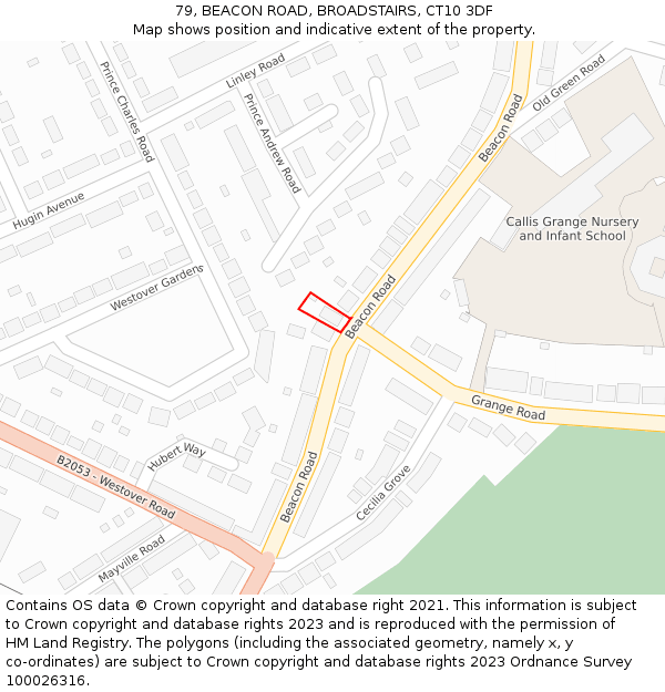 79, BEACON ROAD, BROADSTAIRS, CT10 3DF: Location map and indicative extent of plot