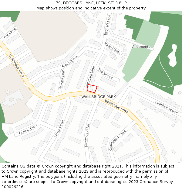 79, BEGGARS LANE, LEEK, ST13 8HP: Location map and indicative extent of plot