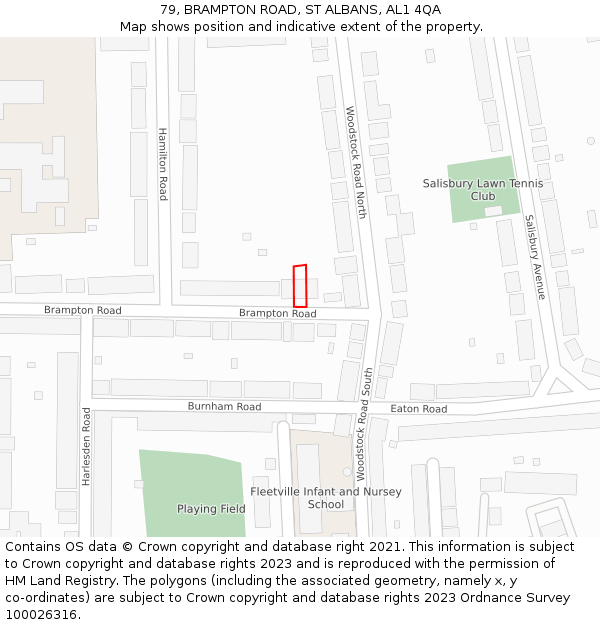 79, BRAMPTON ROAD, ST ALBANS, AL1 4QA: Location map and indicative extent of plot