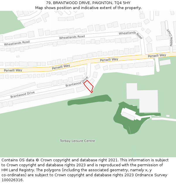 79, BRANTWOOD DRIVE, PAIGNTON, TQ4 5HY: Location map and indicative extent of plot