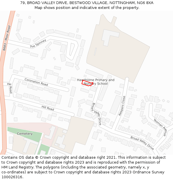 79, BROAD VALLEY DRIVE, BESTWOOD VILLAGE, NOTTINGHAM, NG6 8XA: Location map and indicative extent of plot