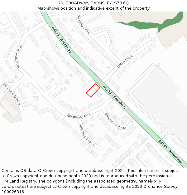 79, BROADWAY, BARNSLEY, S70 6QJ: Location map and indicative extent of plot