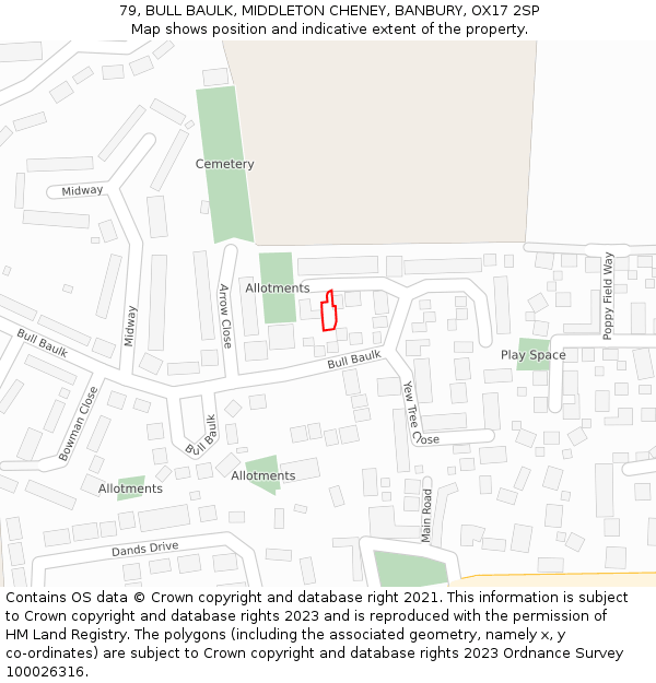 79, BULL BAULK, MIDDLETON CHENEY, BANBURY, OX17 2SP: Location map and indicative extent of plot