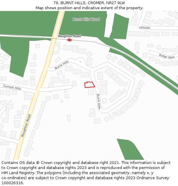 79, BURNT HILLS, CROMER, NR27 9LW: Location map and indicative extent of plot