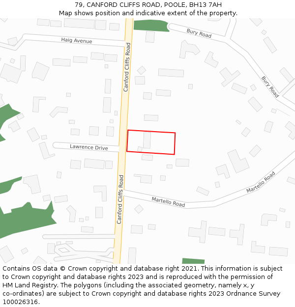 79, CANFORD CLIFFS ROAD, POOLE, BH13 7AH: Location map and indicative extent of plot