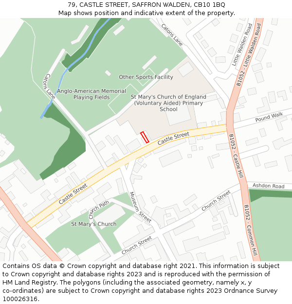 79, CASTLE STREET, SAFFRON WALDEN, CB10 1BQ: Location map and indicative extent of plot