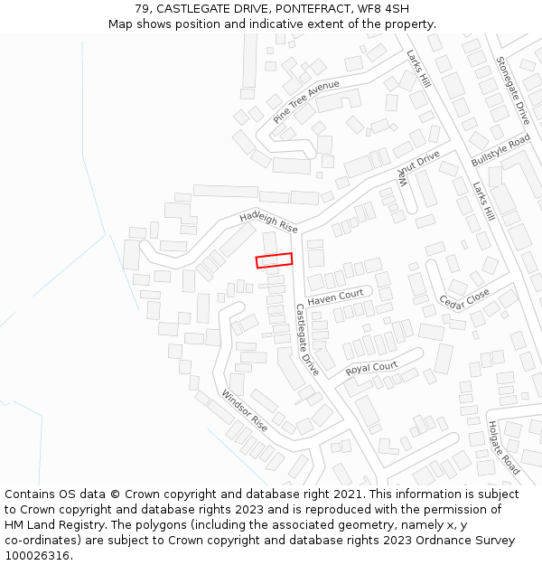 79, CASTLEGATE DRIVE, PONTEFRACT, WF8 4SH: Location map and indicative extent of plot