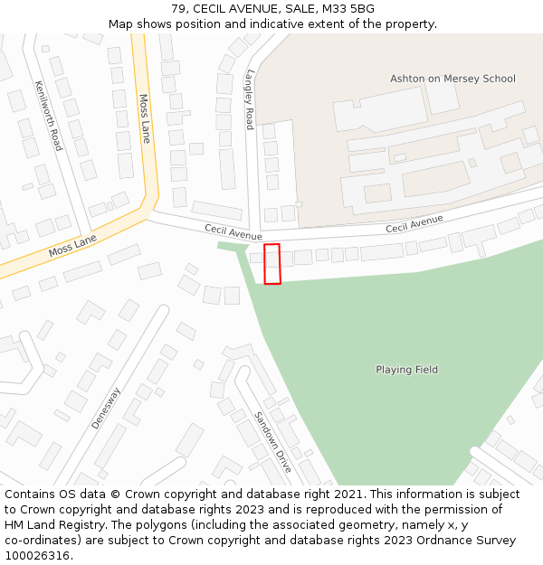 79, CECIL AVENUE, SALE, M33 5BG: Location map and indicative extent of plot