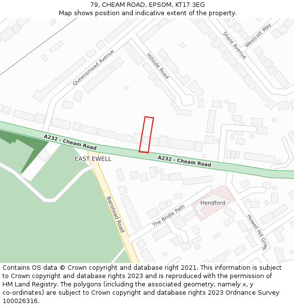 79, CHEAM ROAD, EPSOM, KT17 3EG: Location map and indicative extent of plot