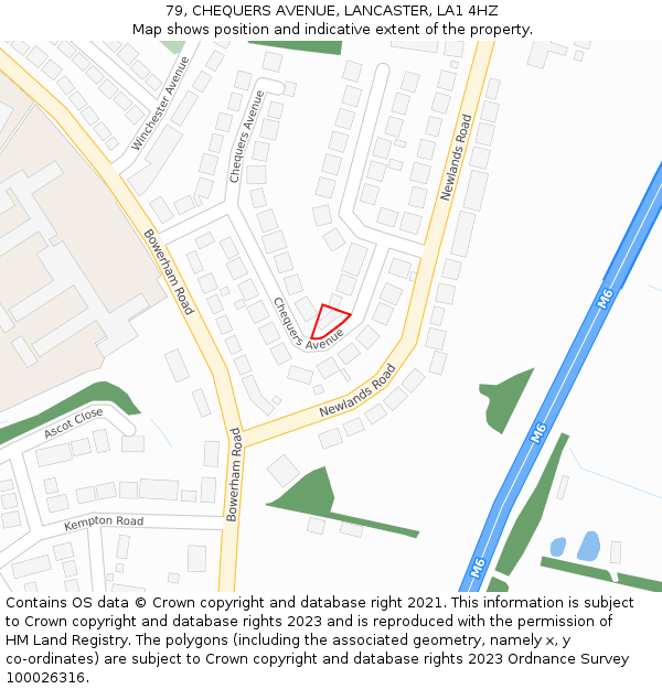79, CHEQUERS AVENUE, LANCASTER, LA1 4HZ: Location map and indicative extent of plot