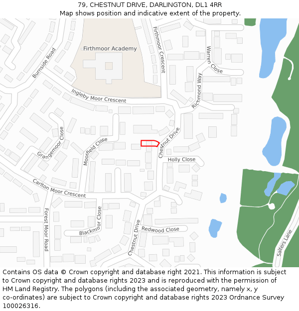 79, CHESTNUT DRIVE, DARLINGTON, DL1 4RR: Location map and indicative extent of plot