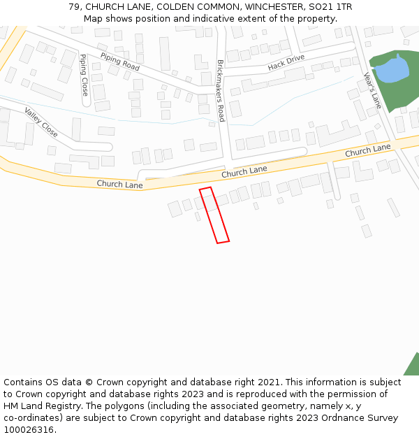 79, CHURCH LANE, COLDEN COMMON, WINCHESTER, SO21 1TR: Location map and indicative extent of plot