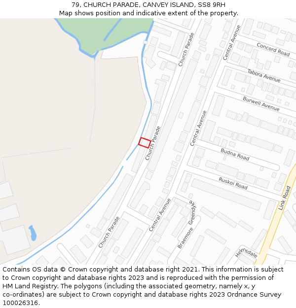 79, CHURCH PARADE, CANVEY ISLAND, SS8 9RH: Location map and indicative extent of plot