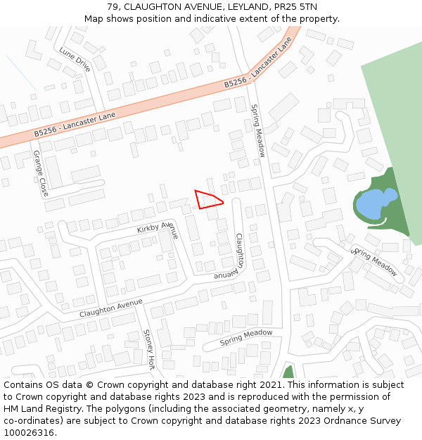 79, CLAUGHTON AVENUE, LEYLAND, PR25 5TN: Location map and indicative extent of plot