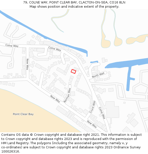 79, COLNE WAY, POINT CLEAR BAY, CLACTON-ON-SEA, CO16 8LN: Location map and indicative extent of plot