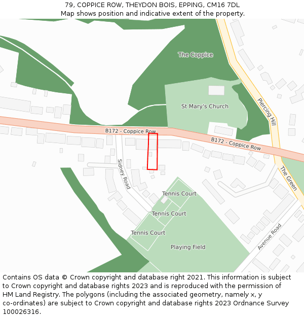 79, COPPICE ROW, THEYDON BOIS, EPPING, CM16 7DL: Location map and indicative extent of plot