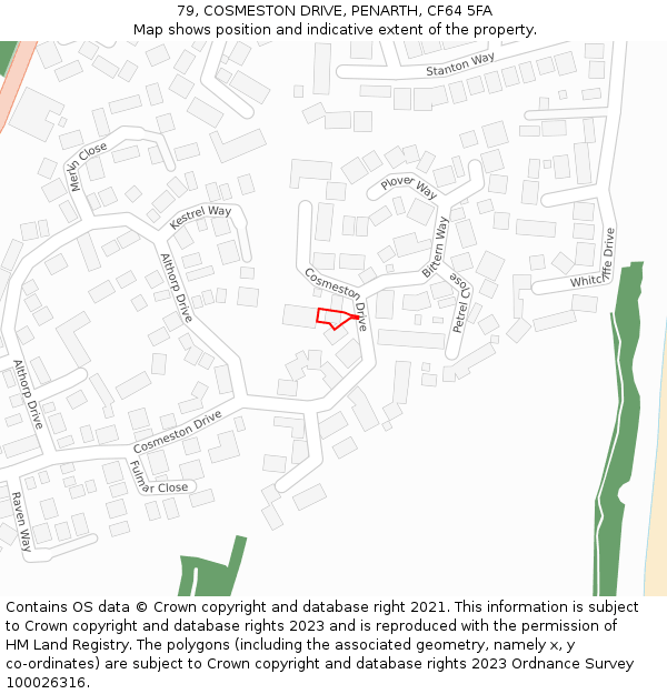 79, COSMESTON DRIVE, PENARTH, CF64 5FA: Location map and indicative extent of plot