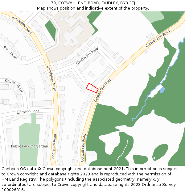 79, COTWALL END ROAD, DUDLEY, DY3 3EJ: Location map and indicative extent of plot