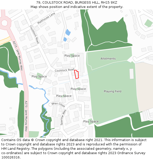 79, COULSTOCK ROAD, BURGESS HILL, RH15 9XZ: Location map and indicative extent of plot