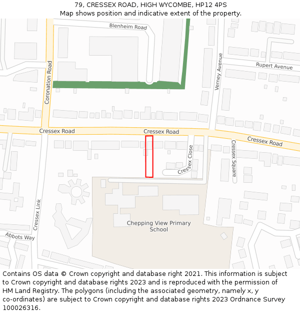 79, CRESSEX ROAD, HIGH WYCOMBE, HP12 4PS: Location map and indicative extent of plot