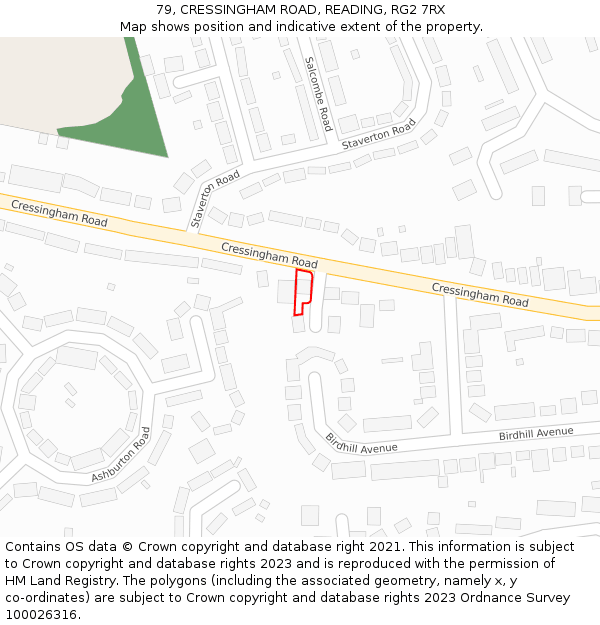 79, CRESSINGHAM ROAD, READING, RG2 7RX: Location map and indicative extent of plot
