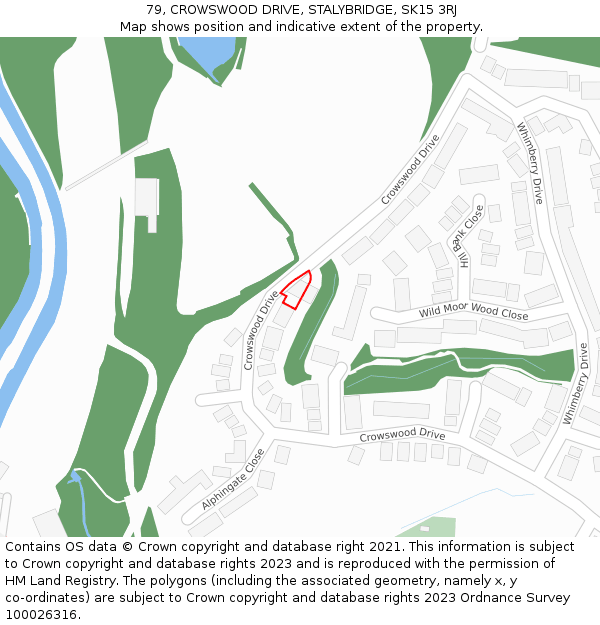 79, CROWSWOOD DRIVE, STALYBRIDGE, SK15 3RJ: Location map and indicative extent of plot