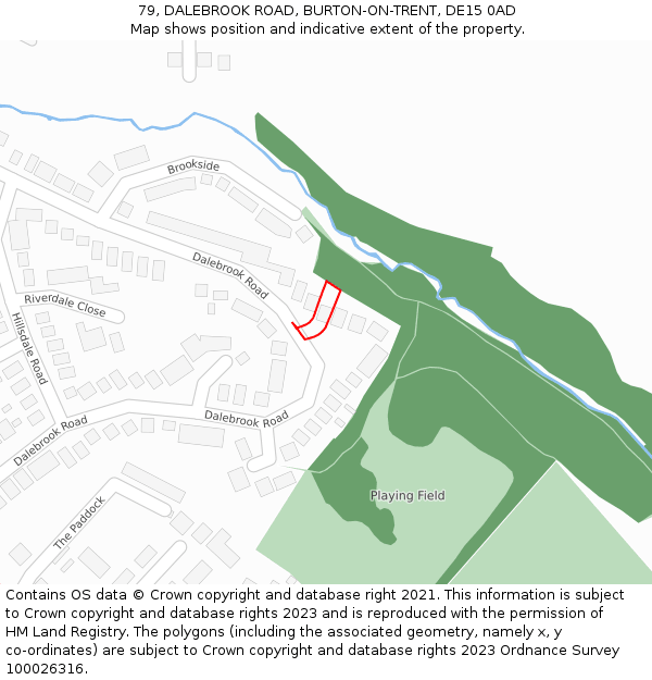 79, DALEBROOK ROAD, BURTON-ON-TRENT, DE15 0AD: Location map and indicative extent of plot