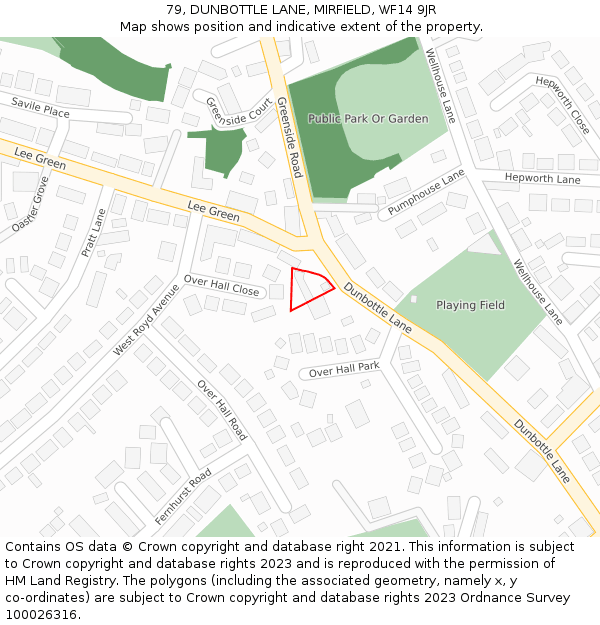 79, DUNBOTTLE LANE, MIRFIELD, WF14 9JR: Location map and indicative extent of plot