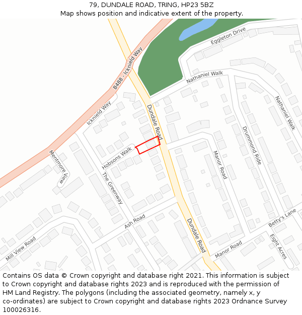 79, DUNDALE ROAD, TRING, HP23 5BZ: Location map and indicative extent of plot