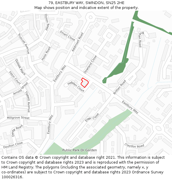 79, EASTBURY WAY, SWINDON, SN25 2HE: Location map and indicative extent of plot