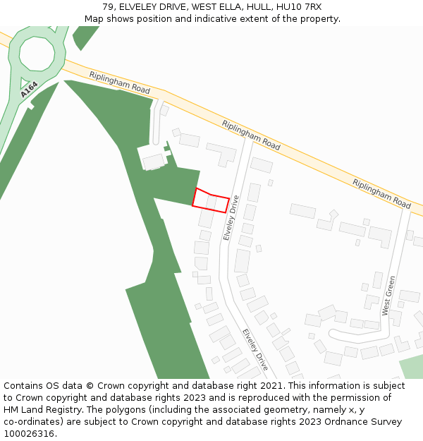 79, ELVELEY DRIVE, WEST ELLA, HULL, HU10 7RX: Location map and indicative extent of plot