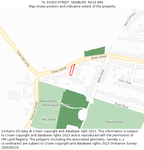 79, ESSEX STREET, NEWBURY, RG14 6RA: Location map and indicative extent of plot