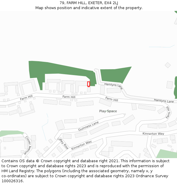 79, FARM HILL, EXETER, EX4 2LJ: Location map and indicative extent of plot