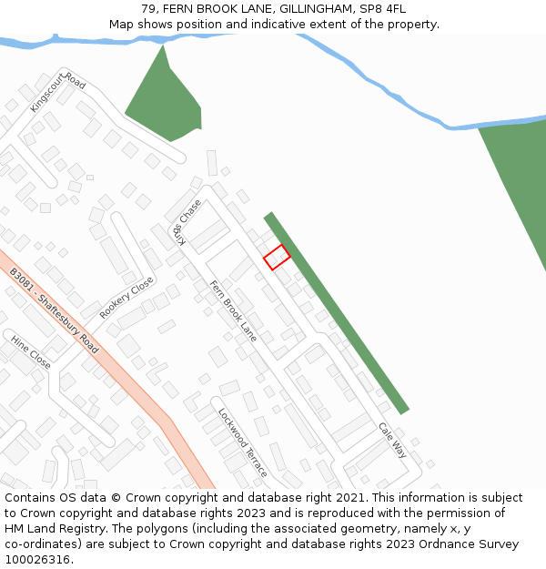 79, FERN BROOK LANE, GILLINGHAM, SP8 4FL: Location map and indicative extent of plot