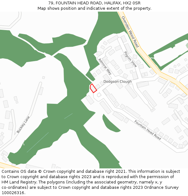 79, FOUNTAIN HEAD ROAD, HALIFAX, HX2 0SR: Location map and indicative extent of plot