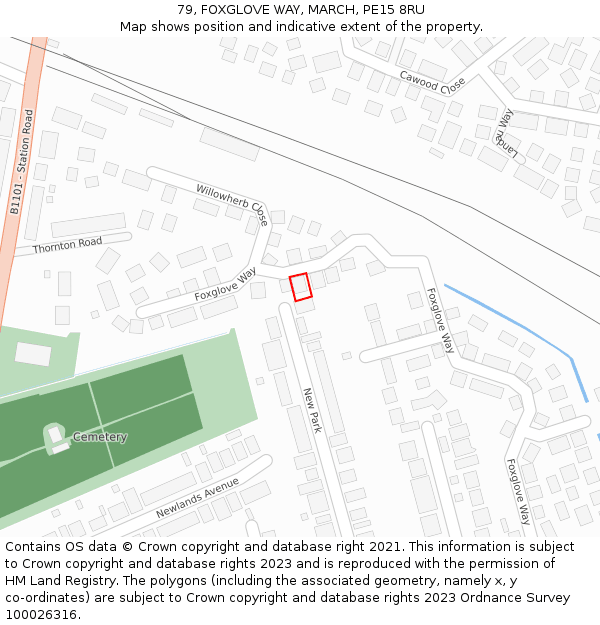 79, FOXGLOVE WAY, MARCH, PE15 8RU: Location map and indicative extent of plot