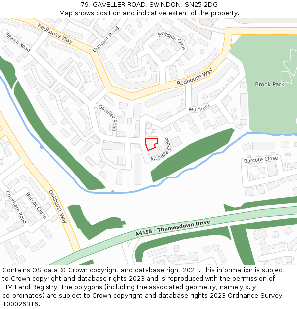 79, GAVELLER ROAD, SWINDON, SN25 2DG: Location map and indicative extent of plot